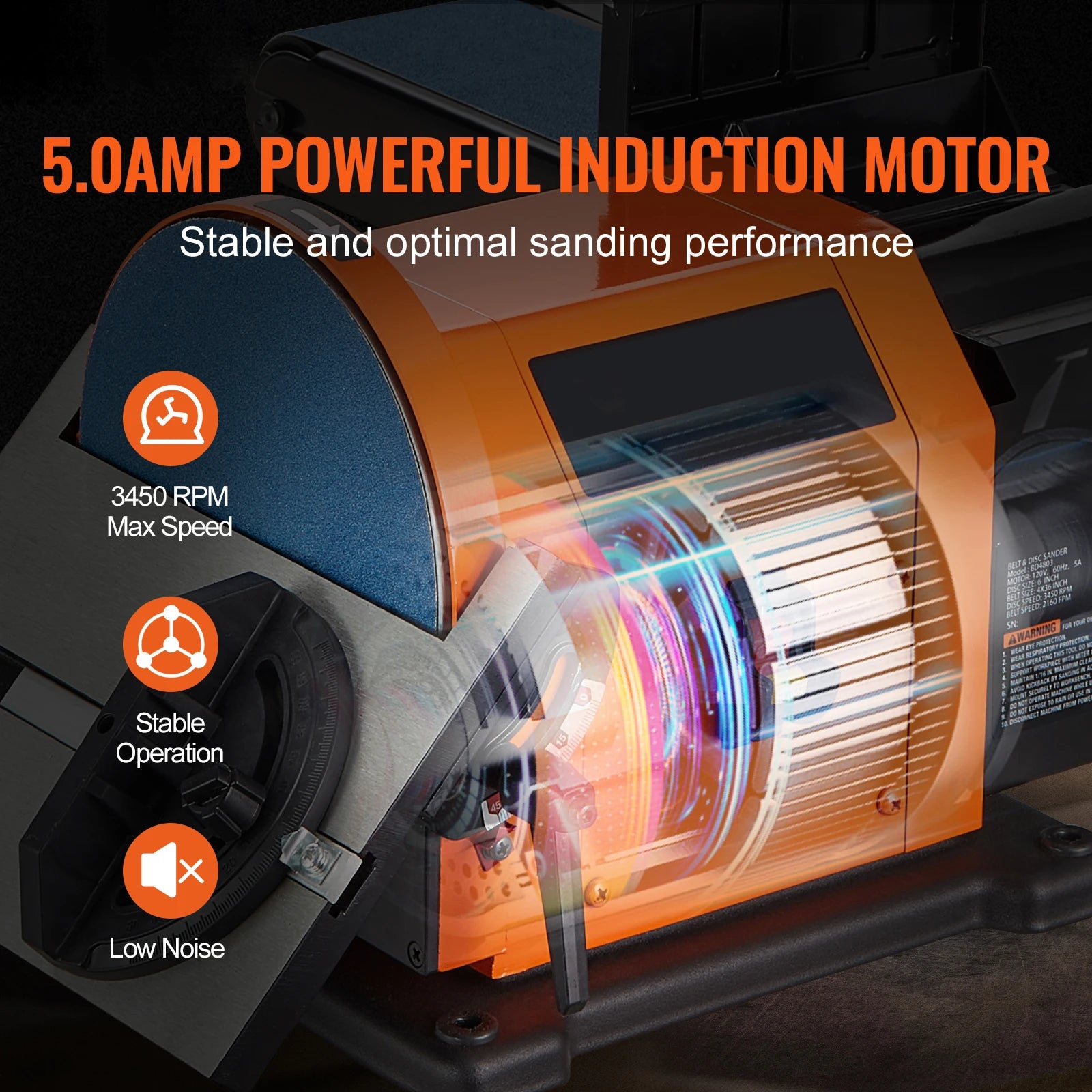Belt Disc Sander Combo with 5A/4.3A/2.5A Induction Motor Belt Sanding Machine Woodworking Deburring Grinder Combo Bench