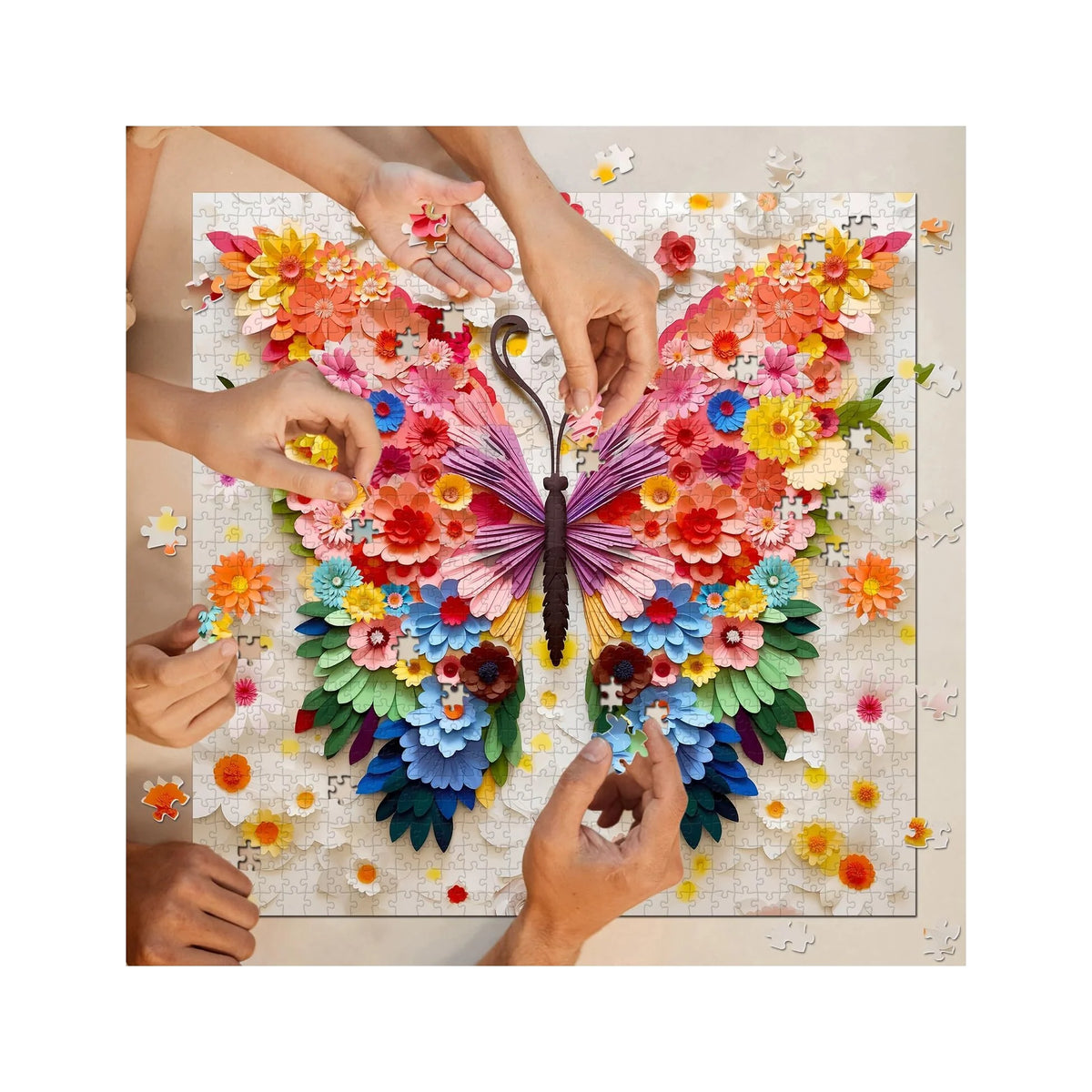 Butterfly Puzzles for Adults 1000 Pieces, Challenging Colorful Flower Butterflies Puzzles with Paper Art, Difficult Animal Plant Jigsaw Puzzles for Adults