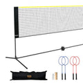 Badminton Net, Height Adjustable Volleyball Net, 20Ft Wide Foldable Pickleball Net, Portable Tennis Net Set with Poles, Stand, Bag, Rackets, Nylon Shuttlecocks, Kid Backyard Indoor Outdoor Use
