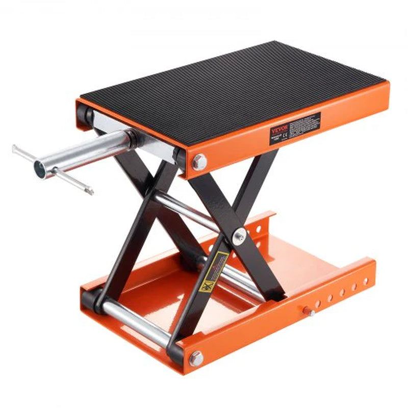 VEVOR Motorcycle Lift, 1100 LBS Motorcycle Scissor Lift Jack with Wide Deck & Safety Pin, 3.7-13.8 Center Hoist Crank Stand, Steel Scissor Jack for Street Bikes, Cruiser Bikes, Touring Motorcycles