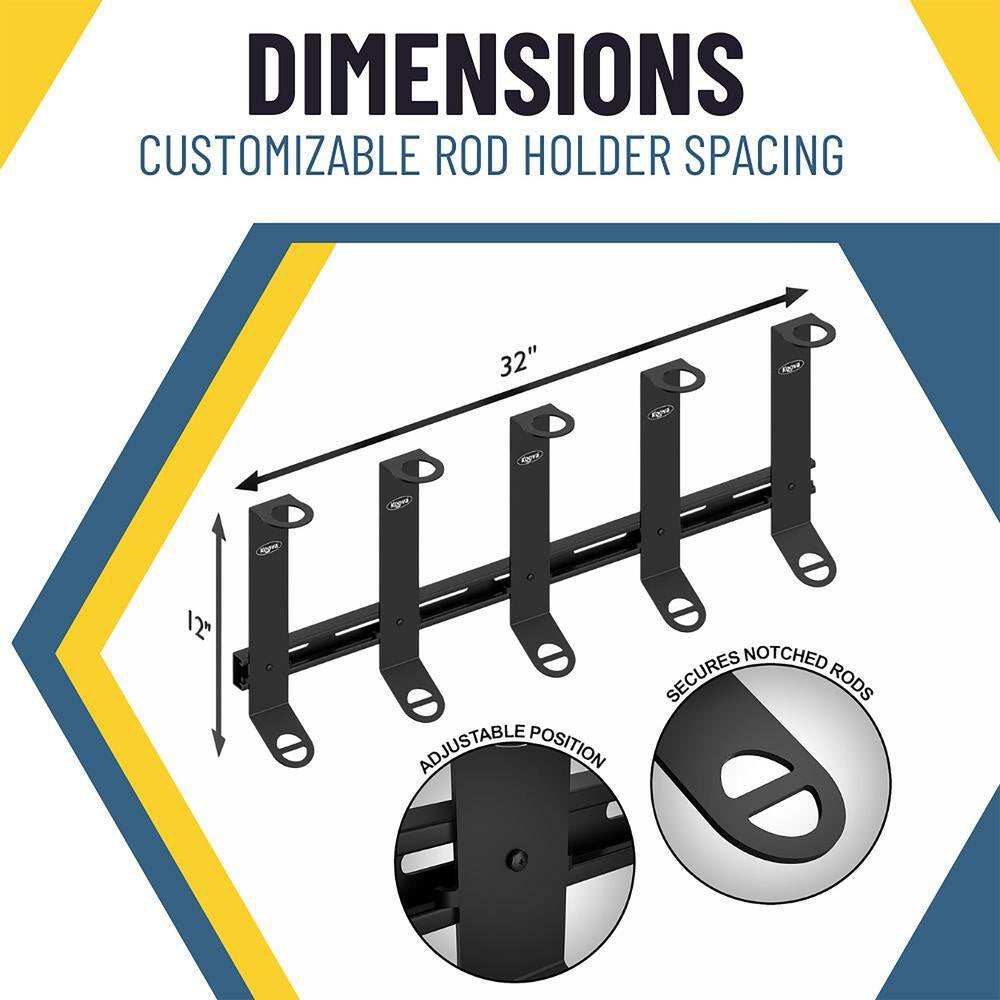 500 Lbs 5 Spinning Adjustable Fishing Pole Wall Mounted Racks