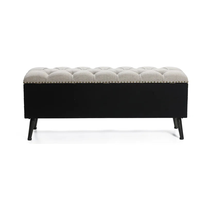 Elmont 47.24" W Solid Wood Upholstered Storage Bench