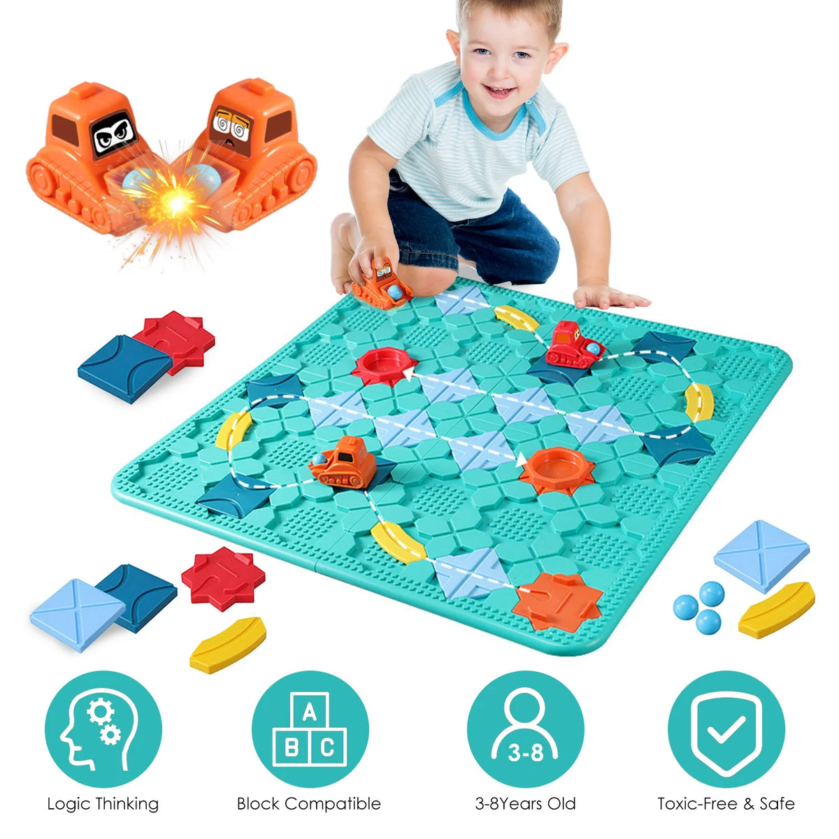 1Pc Kids Logical Road Builder Toy Brain Teasers Puzzles Montessori Toys Preschool Educational Learning Toys Puzzle STEM Board Game for 3 to 8 Years Old Boys Girls Birthday Gift