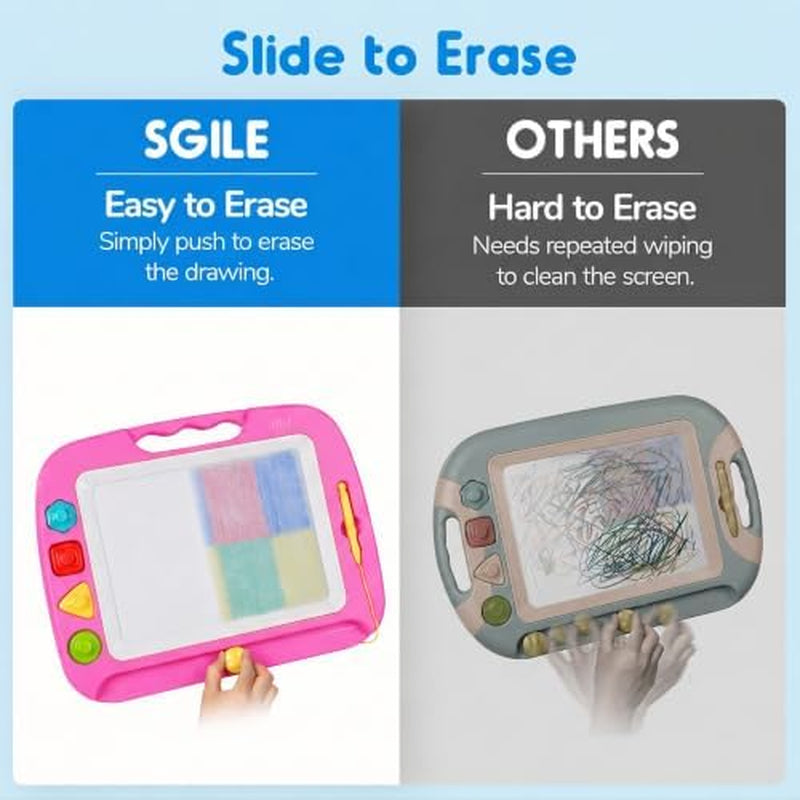 Toddler Toys for Kids, Large Magnetic Drawing Board for Birthday Gift, Toys for 1 2 3 4 Year Old Girls Boys, Etch & Sketch Pad with 4 Stamps, Learning and Educational, 16 ×13 In, Pink