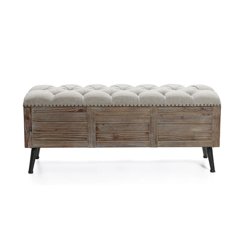 Elmont 47.24" W Solid Wood Upholstered Storage Bench