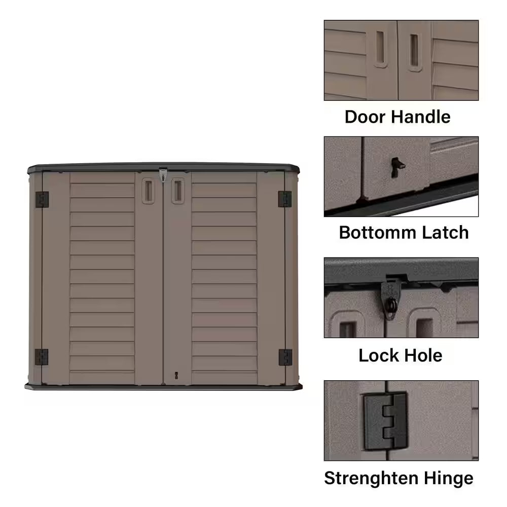 50 In. W X 29 In. D X 41 In. H HDPE Outdoor Storage Cabinet in Coffee (Shelves Not Included)
