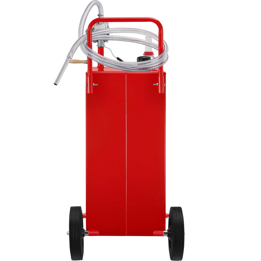 VEVOR 30 Gallon Fuel Caddy, Gas Storage Tank & 4 Wheels, with Manuel Transfer Pump, Gasoline Diesel Fuel Container for Cars, Lawn Mowers, Atvs, Boats, More, Red