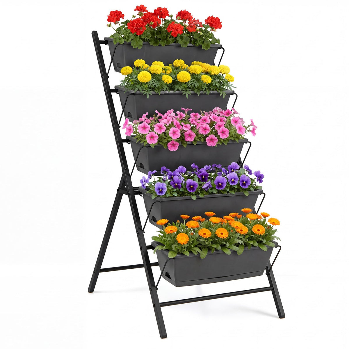 5-Tier Vertical Raised Garden Bed with Drainage System and Removable Trays for Vegetables