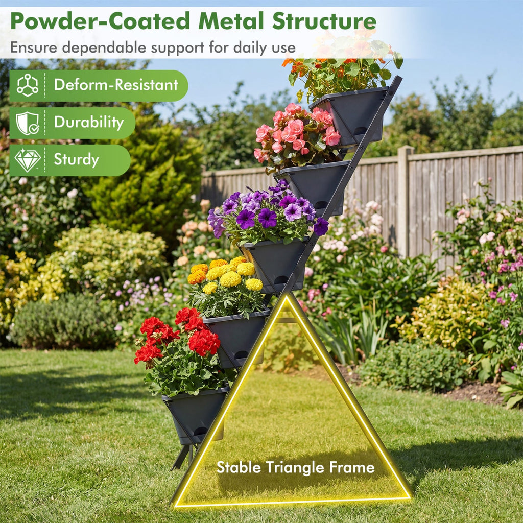 5-Tier Vertical Raised Garden Bed with Drainage System and Removable Trays for Vegetables