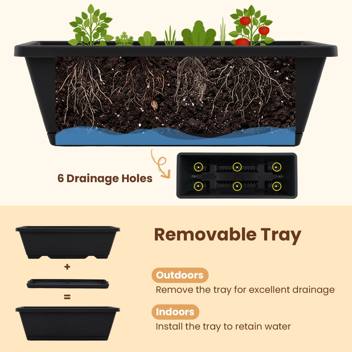 5-Tier Vertical Raised Garden Bed with Drainage Holes for Patio