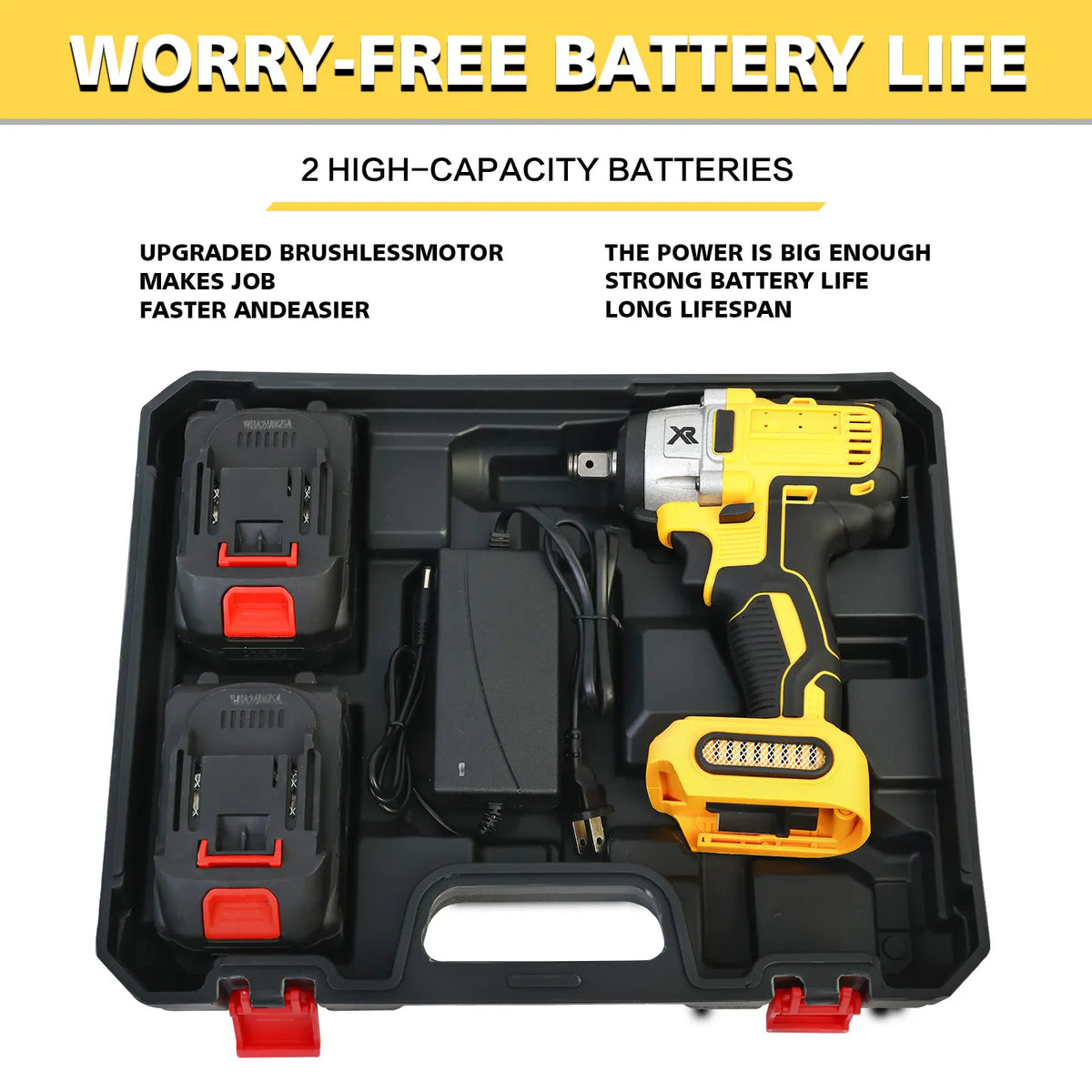 1/2 Inch Electric Wrench Cordless Impact Driver 20V Powerful Brushless 280 Ft-Lbs (380N.M) with 3.0Ah Battery and Charger