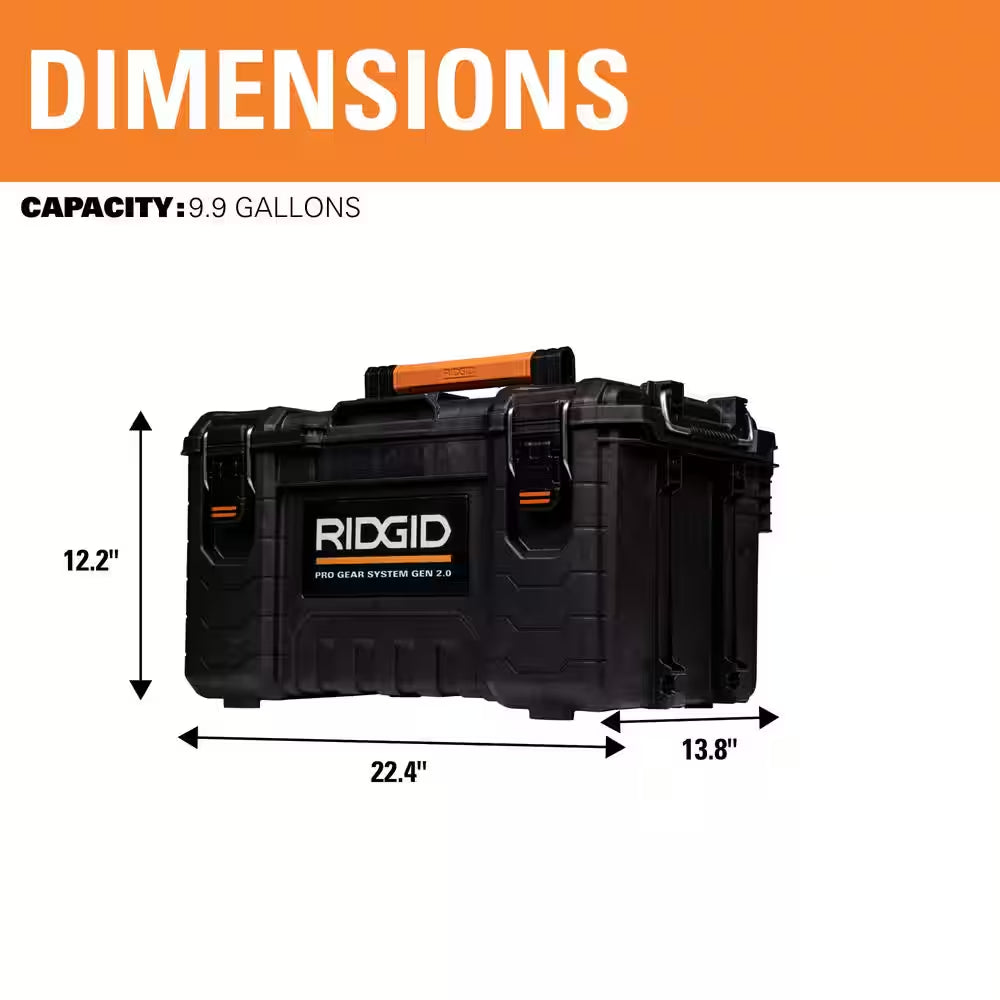 Pro Gear System Gen 2.0 Stackable Durable 22 In. Modular Tool Box Storage with Heavy Duty Latches and Handles
