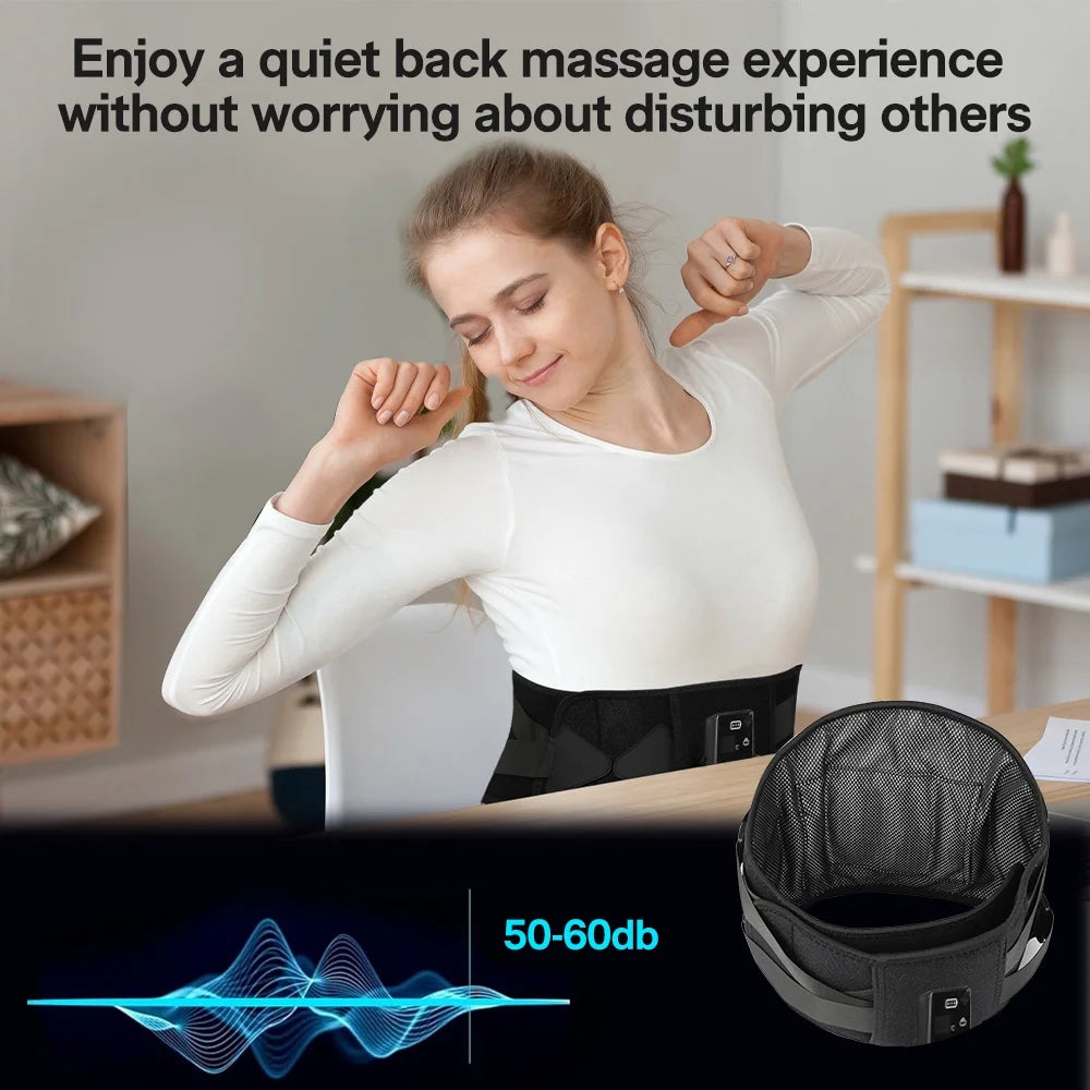 Cordless Heating Pad for Back Pain Relief, 67'' Lower Back Massager with Heat - Rechargeable Portable Heating Pad for Back Support, 3 Heating Levels & 5 Massage Modes, Gifts (Black)