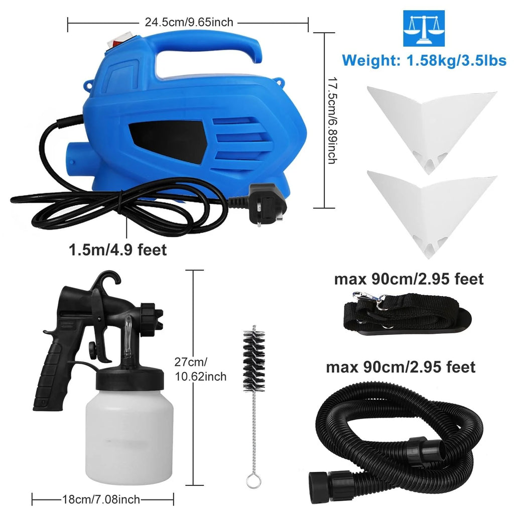 800ML Paint Sprayer 650W Paint Sprayer 800Ml,Minimum Output HVLP Oil Primer Water Spray, with 3 Spraying Modes Motor and Removable Container