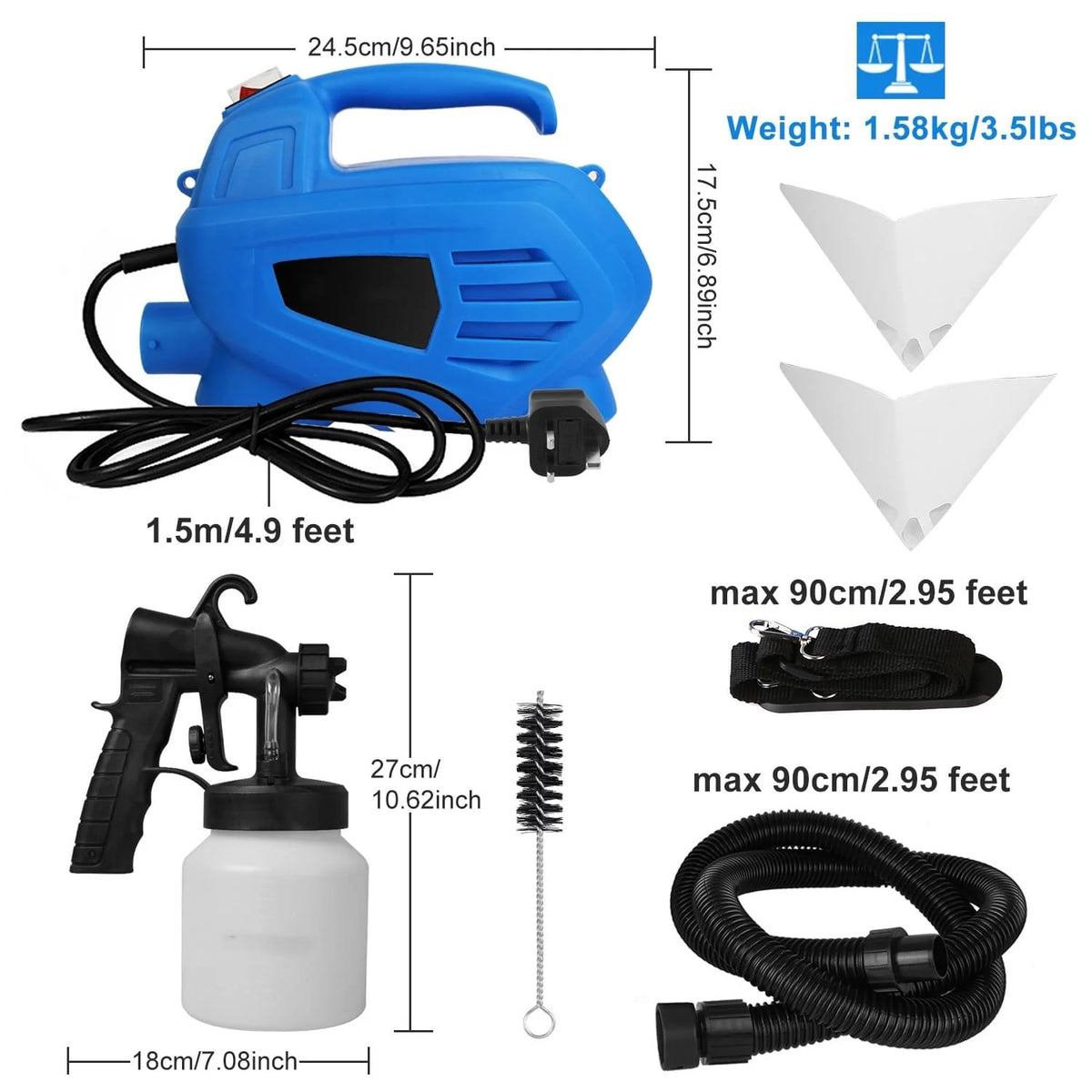 800ML Paint Sprayer 650W Paint Sprayer 800Ml,Minimum Output HVLP Oil Primer Water Spray, with 3 Spraying Modes Motor and Removable Container
