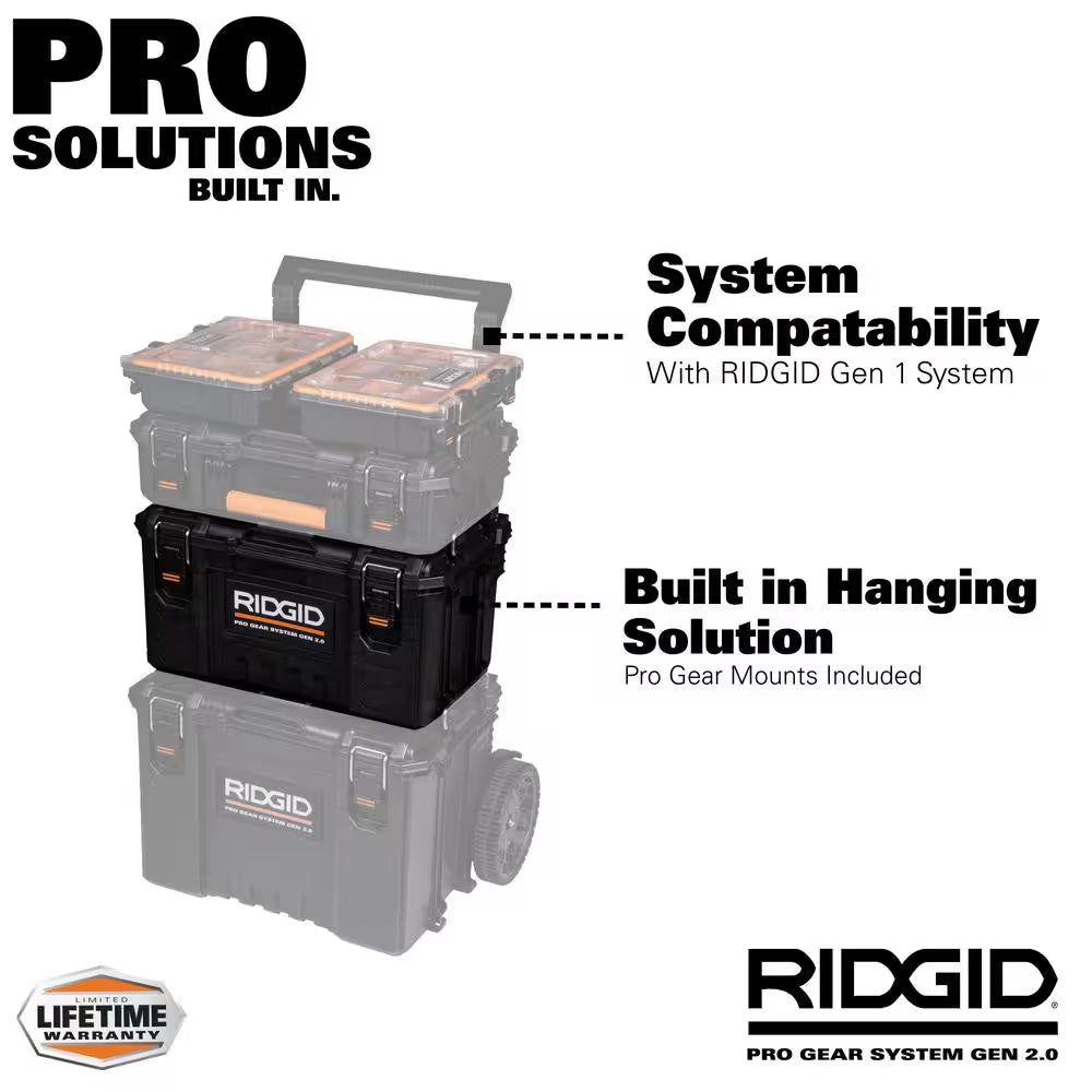 Pro Gear System Gen 2.0 Stackable Durable 22 In. Modular Tool Box Storage with Heavy Duty Latches and Handles
