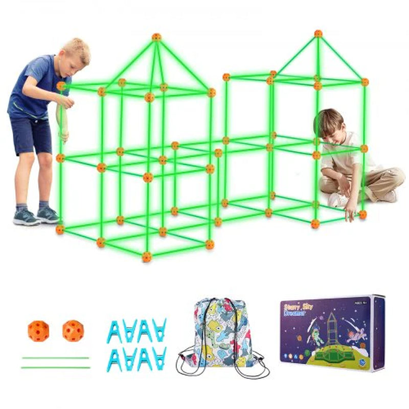 Glow in the Dark! Christmas Gift! VEVOR Tent Fort Building Kit for Kid Glow in the Dark STEM Construction Toy 140P