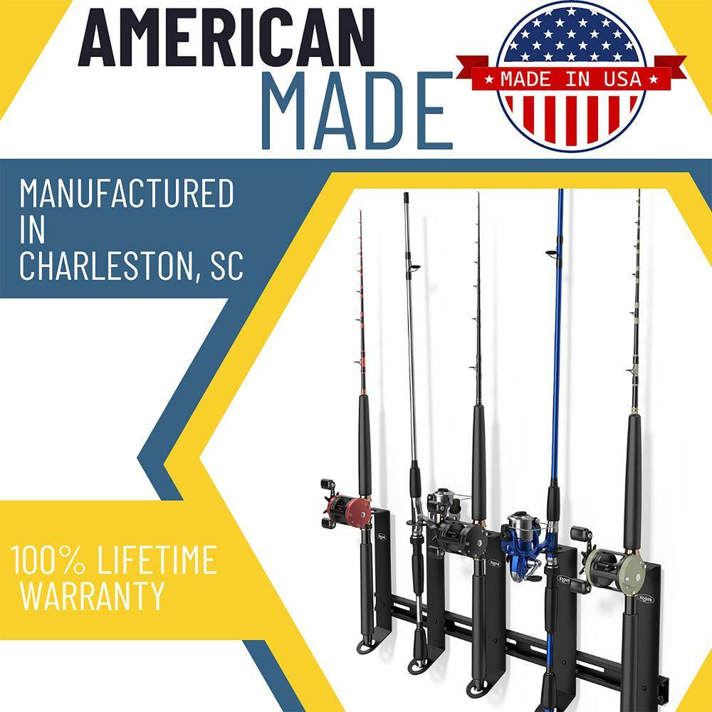 500 Lbs 5 Spinning Adjustable Fishing Pole Wall Mounted Racks
