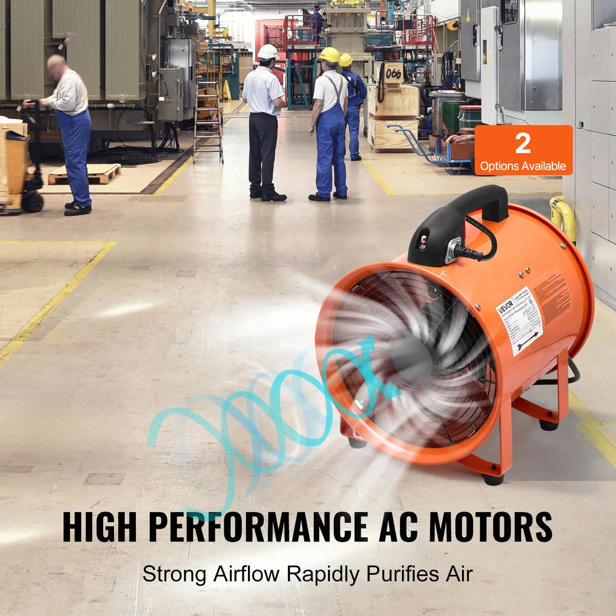 Portable Ventilator, 12 Inch Heavy Duty Cylinder Fan with 16.4Ft Duct Hose, 560W Strong Shop Exhaust Blower 2894CFM, Industrial Utility Blower for Sucking Dust, Smoke, Smoke Home/Workplace