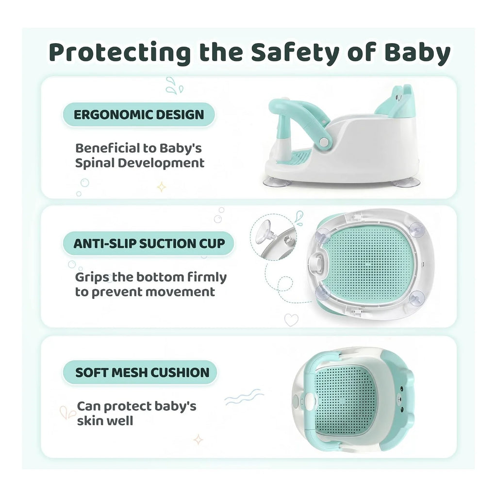 Baby Bath Seat for Babies 6 Months & Up, Toddler Bathtub Chair, Cyan