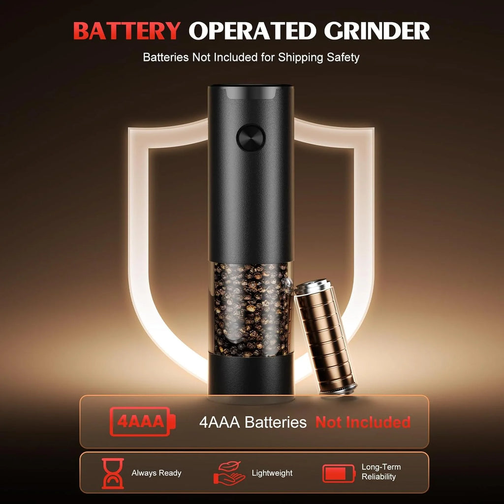 Electric Salt and Pepper Grinder Set Automatic Battery Pepper Mill Shakers Adjustable Coarseness Upgraded Larger Capacity with Led Home and Kitchen Appliances Birthday Gifts for Women Mom