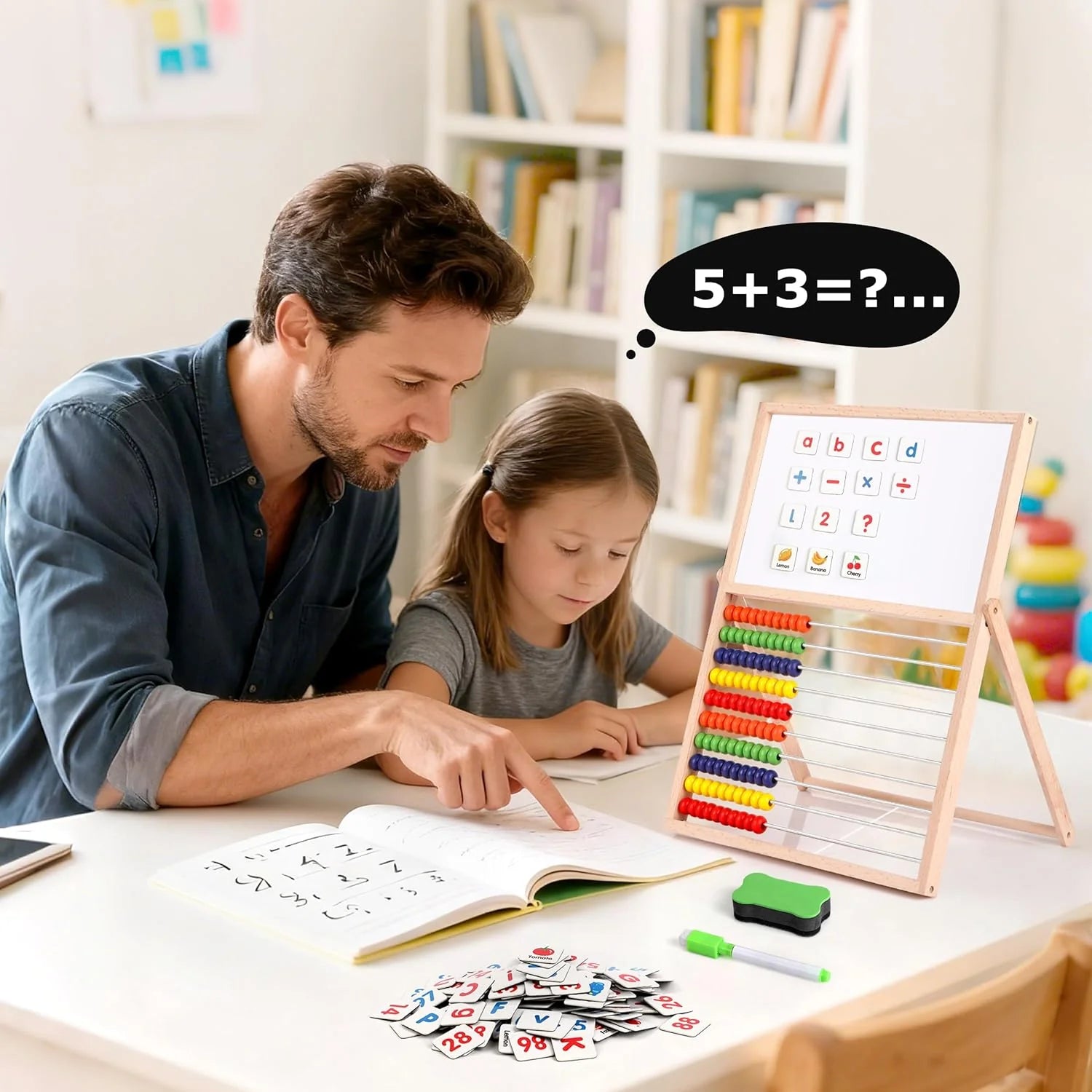 Magnetic Letters and Numbers, Abacus for Kids Math, Fridge Magnets Easel for Kids, Alphabet Magnets, Magnetic Alphabet Letters, Learning Educational Toys Gifts for 3 4 5 6 7 8+ Year Old Girls Boys