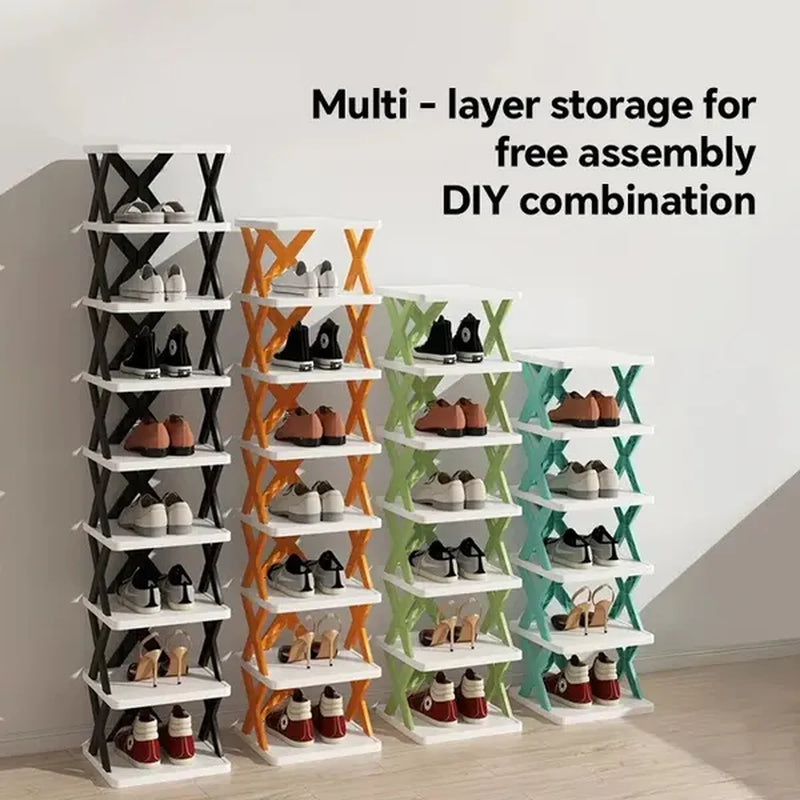 9/2-Level Shoe Rack, Can Hold 9 Pairs of Shoes, a Space-Saving Vertical Shoe Rack, a High and Narrow Shoe Rack for the Entrance Passage, Closet, Corridor, Bathroom, Dormitory, Plastic Stackable Shoe R