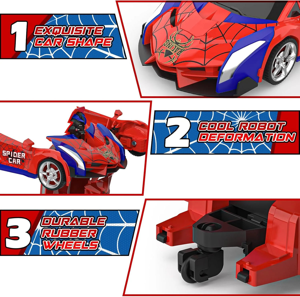 Rc Cars for Boys 4-7 8-12, 2.4Ghz Remote Control Car 1:18 Scale Transforming Robot, One-Button Deformation 360° Rotation Car Toy Gifts for Boys 3-5