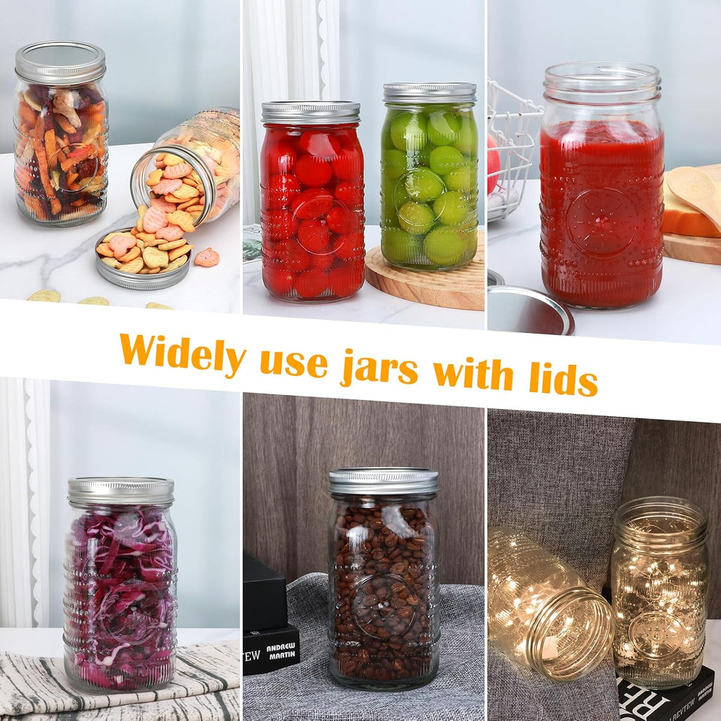 Wide Mouth Mason Jars with Lids 32Oz, 12 Pack Quart Canning Jars