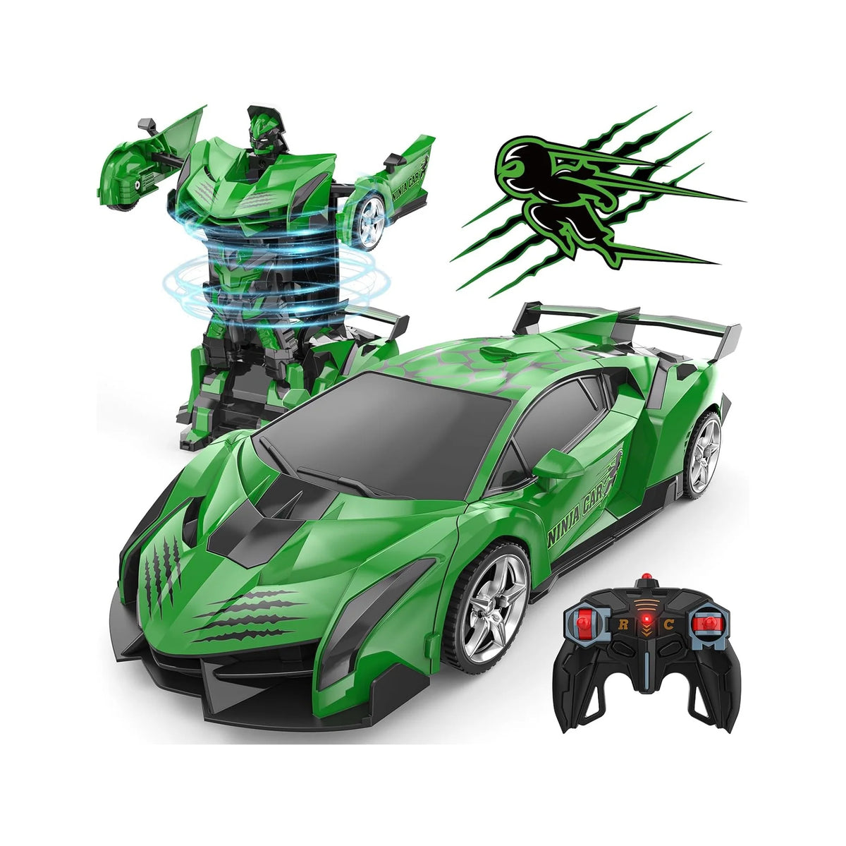 Rc Cars for Boys 4-7 8-12, 2.4Ghz Remote Control Car 1:18 Scale Transforming Robot, One-Button Deformation 360° Rotation Car Toy Gifts for Boys 3-5