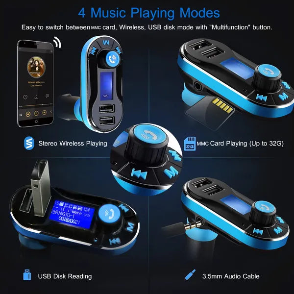 Car Wireless FM Transmitter Dual USB Charger Hands-Free – Practical Tech Gift for Drivers