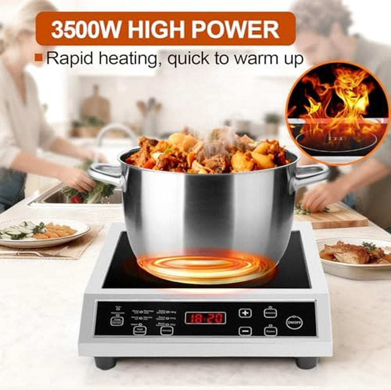 Portable Induction Cooktop, 3500W Countertop Burner, 8 Heat Settings Heat Settings & Stainless Steel Housing, 24H Appointment Scheduling