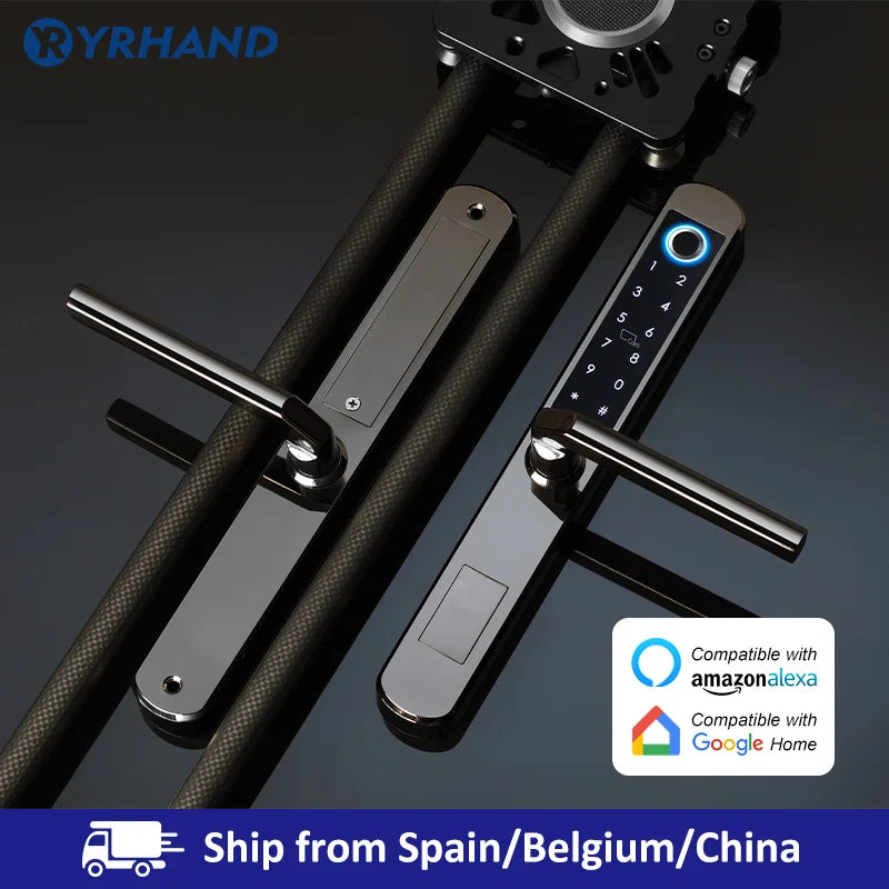 Stainless Steel Waterproof Biometric Fingerprint Door Lock Electronic Smart Door Lock RFID Card Lock for Aluminum Glass Door