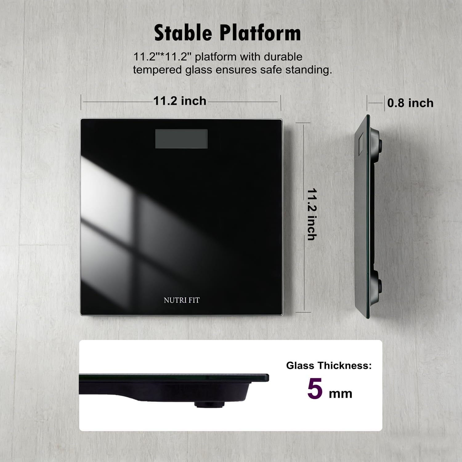 Digital Bathroom Scale Body Weight Scales 400 Lbs Ultra Slim Most Accurate for Gym Yoga Studio with Large Backlit Display, Black