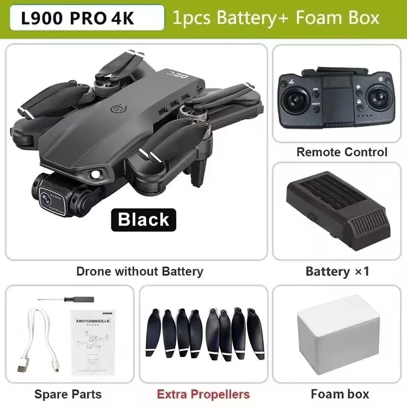 NEW HOT L900 Pro MAX GPS Drone 4K Professional HD Dual Camera 5G Wifi 360° Obstacle Avoidance Brushless Foldable Quadcopter