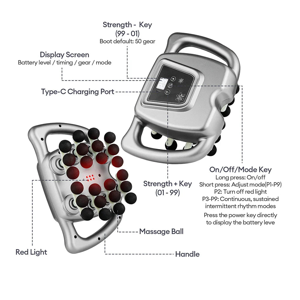16-Head Fascia Gun High-Frequency Vibration Body Massage Gun Back and Waist Massager Neck Shoulder Massager Muscle Masajeador