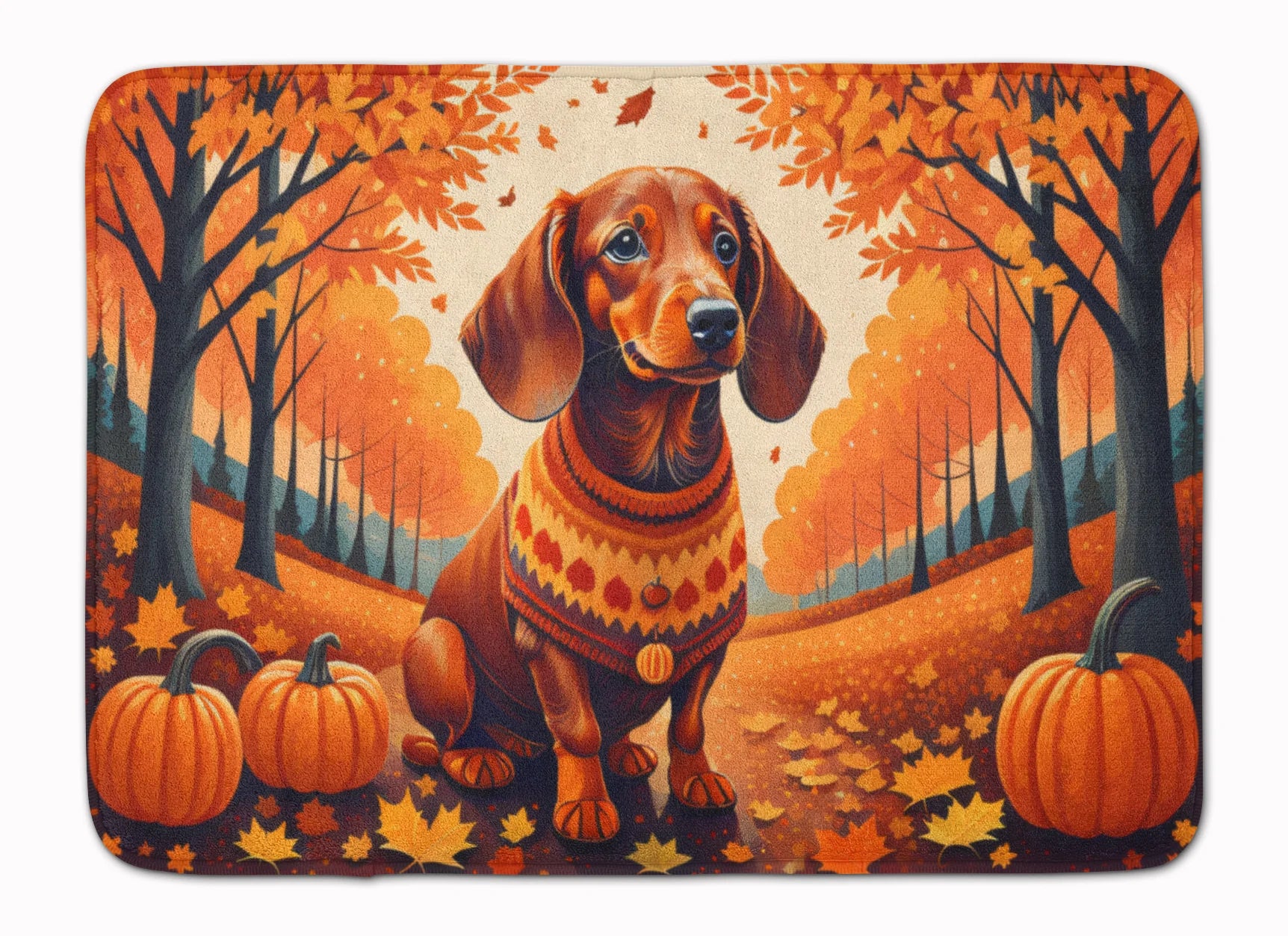 Dachshund Fall Memory Foam Kitchen Mat