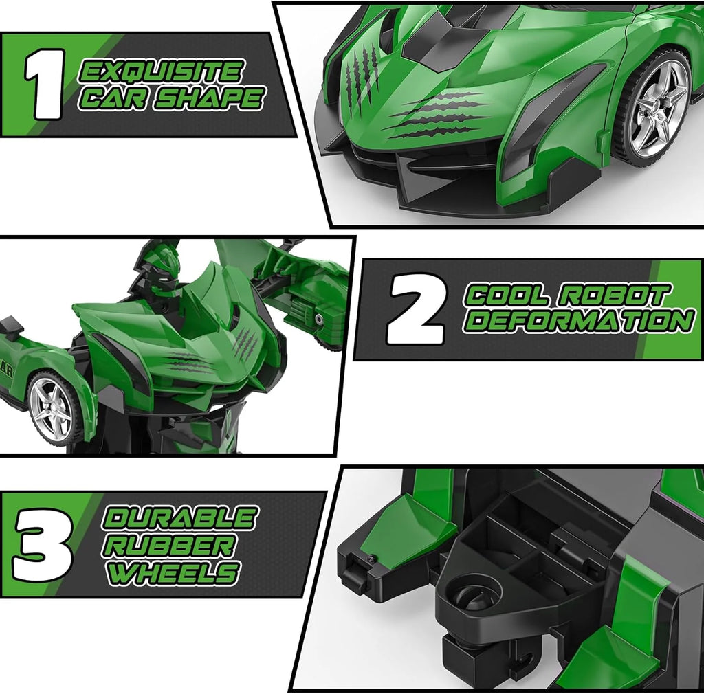 Rc Cars for Boys 4-7 8-12, 2.4Ghz Remote Control Car 1:18 Scale Transforming Robot, One-Button Deformation 360° Rotation Car Toy Gifts for Boys 3-5
