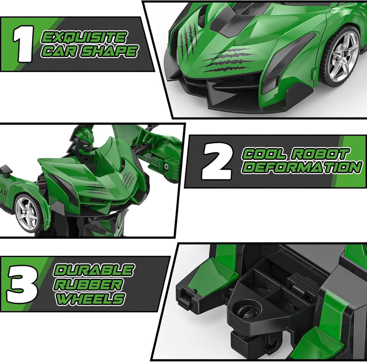 Rc Cars for Boys 4-7 8-12, 2.4Ghz Remote Control Car 1:18 Scale Transforming Robot, One-Button Deformation 360° Rotation Car Toy Gifts for Boys 3-5