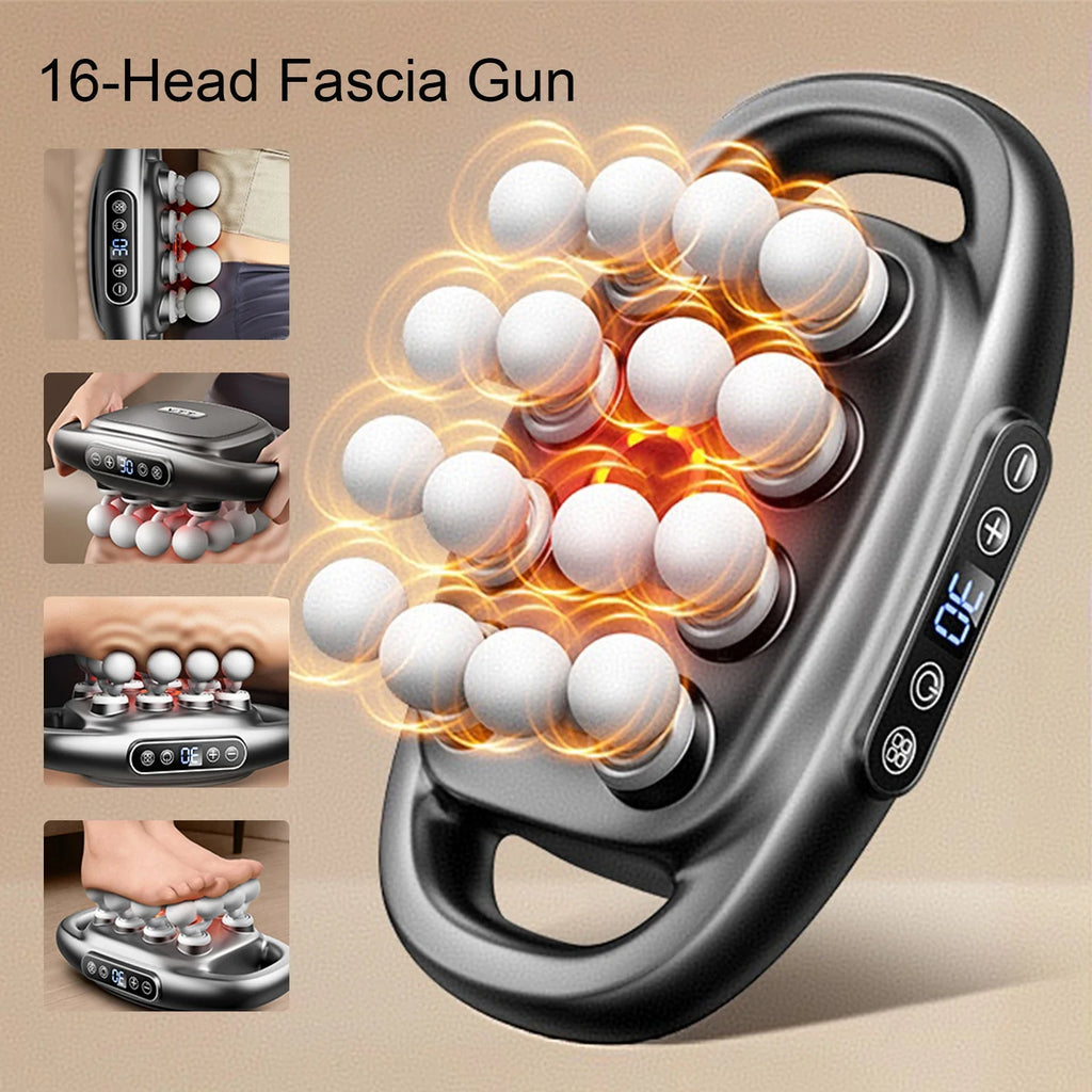 16-Head Fascia Gun High-Frequency Vibration Body Massage Gun Back and Waist Massager Neck Shoulder Massager Muscle Masajeador