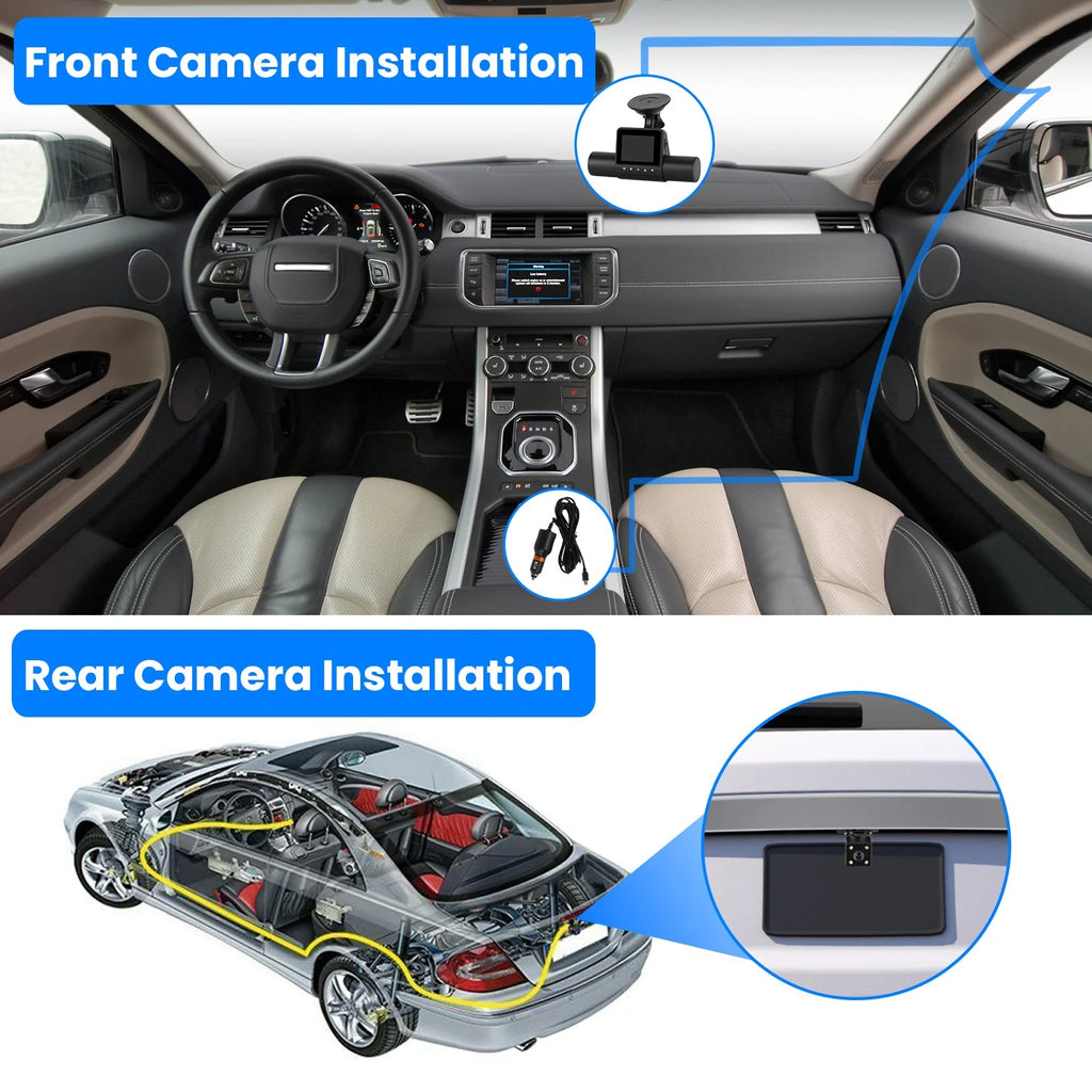 1Pc 360 Degree View FHD 4 Channel Dash Cam 1080P Front 480P Rear Left Right inside Dash Camera with IR Night Vision Loop Recording Motion Detection Free 32GB MMC Card