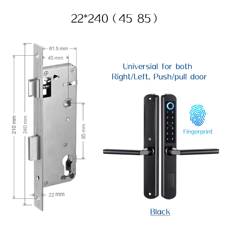 Stainless Steel Waterproof Biometric Fingerprint Door Lock Electronic Smart Door Lock RFID Card Lock for Aluminum Glass Door