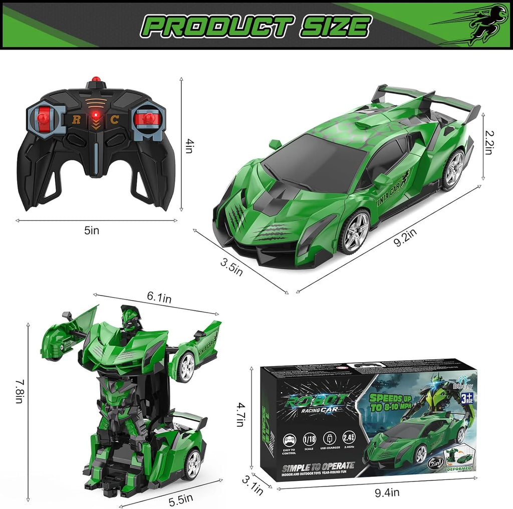 Rc Cars for Boys 4-7 8-12, 2.4Ghz Remote Control Car 1:18 Scale Transforming Robot, One-Button Deformation 360° Rotation Car Toy Gifts for Boys 3-5