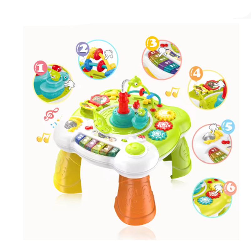 Toddler Musical Activity Table – Interactive Learning Toy with Piano Keys, Lights & Early Educational Activities, Green Plastic Design for Boys & Girls