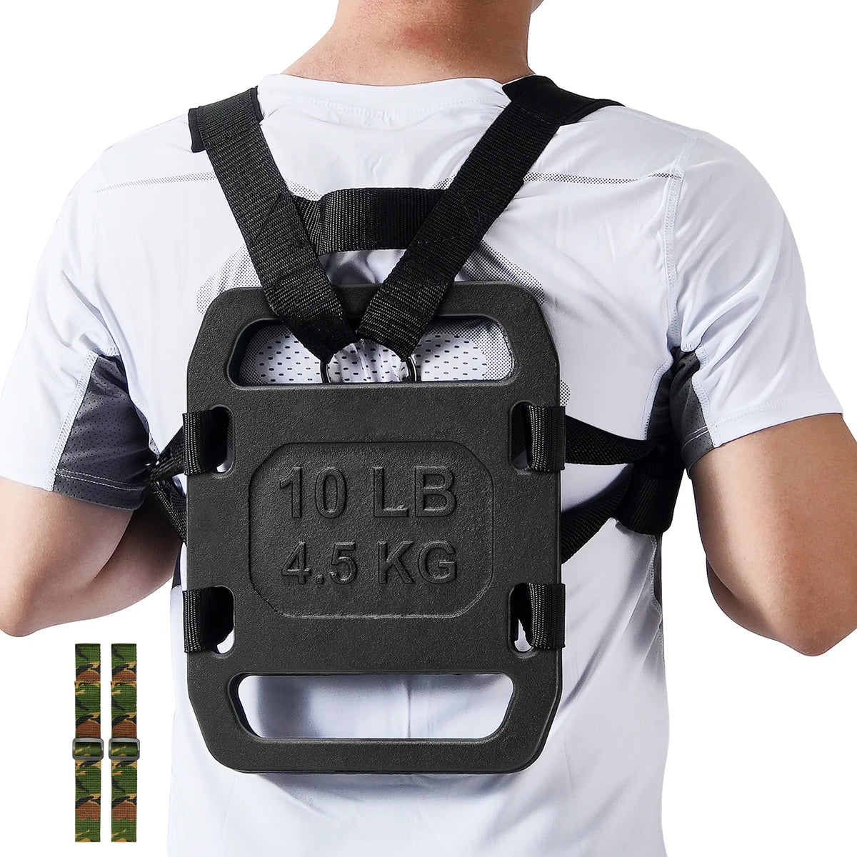 Cast Iron Ruck Weights, 10LB Pair Ruck Plate, Weighted Weights for Rucking, Adjustable Ruck Plate with Straps, for Rucking, Swings, Squat, Strength Training, Weightlifting, Fitness Workout