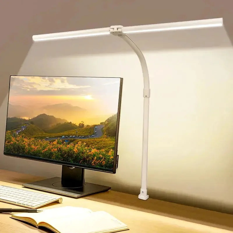 Double Head LED Desk Lamp EU/US Architect Desk Lamps Office 24W Brightest 5Color Modes and 5 Dimmable Eye Protection Lamp