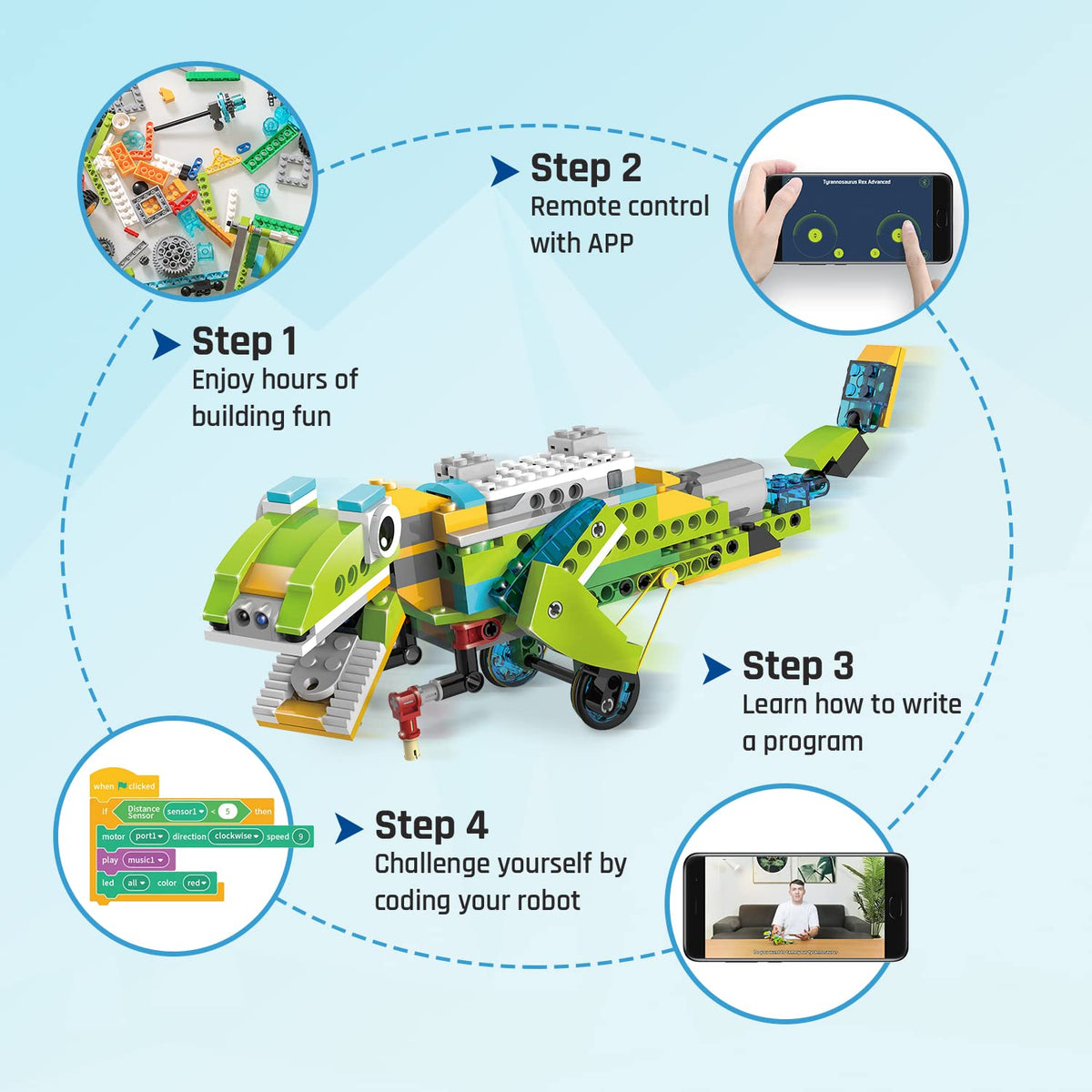 Coding Robot Master: 200+ Fun Educational Bots in 1 App-Controlled Kit with 47 Video Lessons