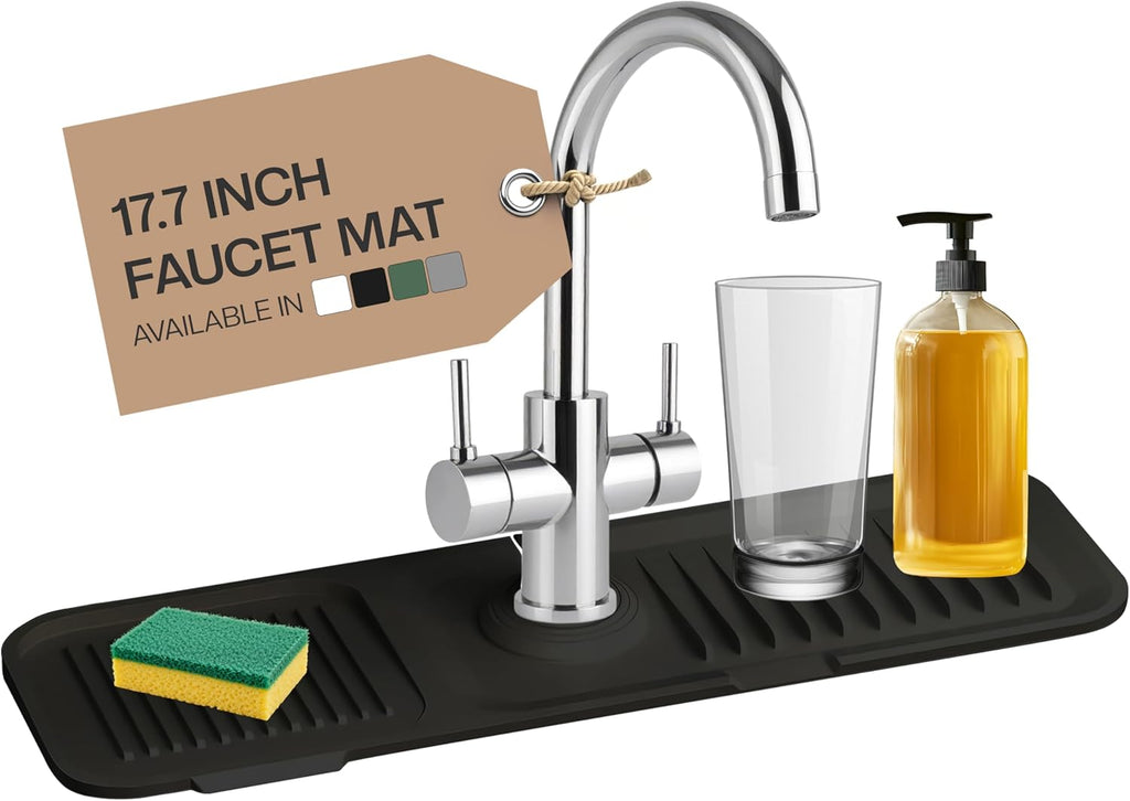 Faucet Mat for Kitchen Sink, Silicone Sink Splash Guard, Fast Drying Faucet Drip Catcher Tray, Water Splash Guard & Countertop Protector, Sink Drying Mat for Kitchen & Bathroom