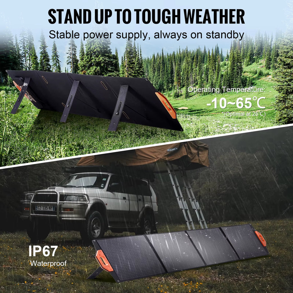 Portable Monocrystalline Solar Panel Foldable ETFE Charger Efficiency Panel Waterproof for Power Station Camping Hiking