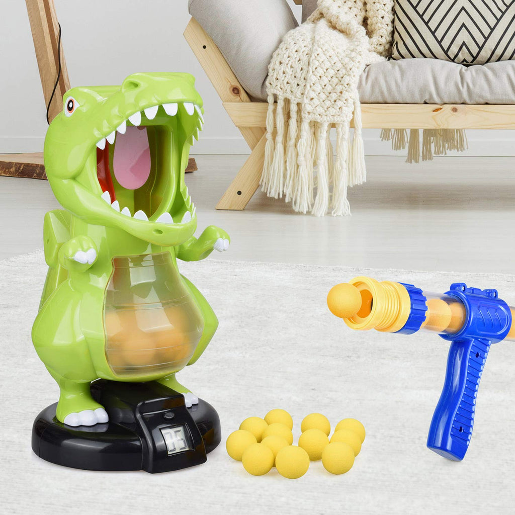 Dino Blast LCD Target Challenge for Kids Air Pump Shooting Game with 24 Foam Balls Ages 6+